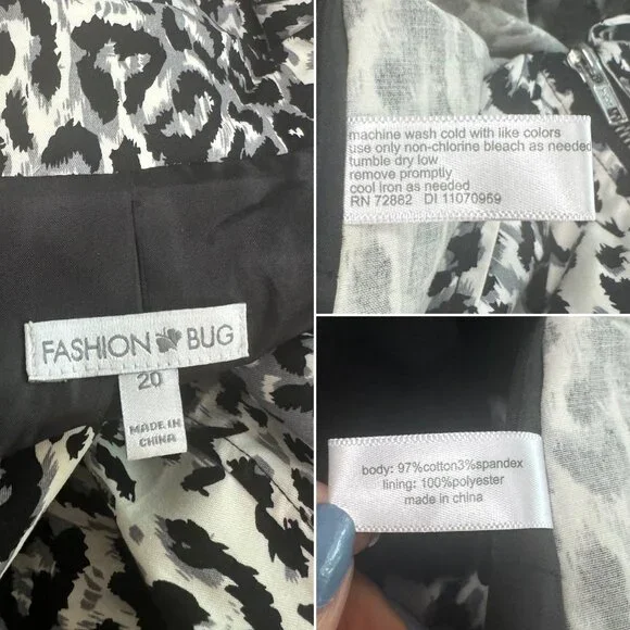 Fashion Bug Women’s Animal Print Zip Front Blazer Jacket Plus Size 20 - Picture 4 of 4